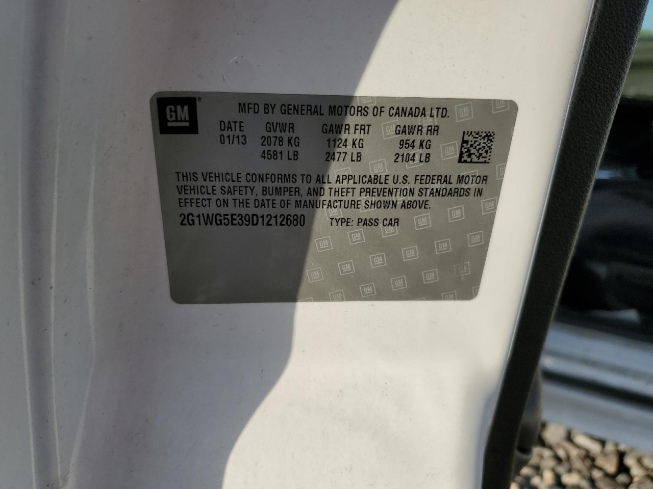 2013 Chevrolet Impala Lt VIN: 2G1WG5E39D1212680 Lot: 81896885