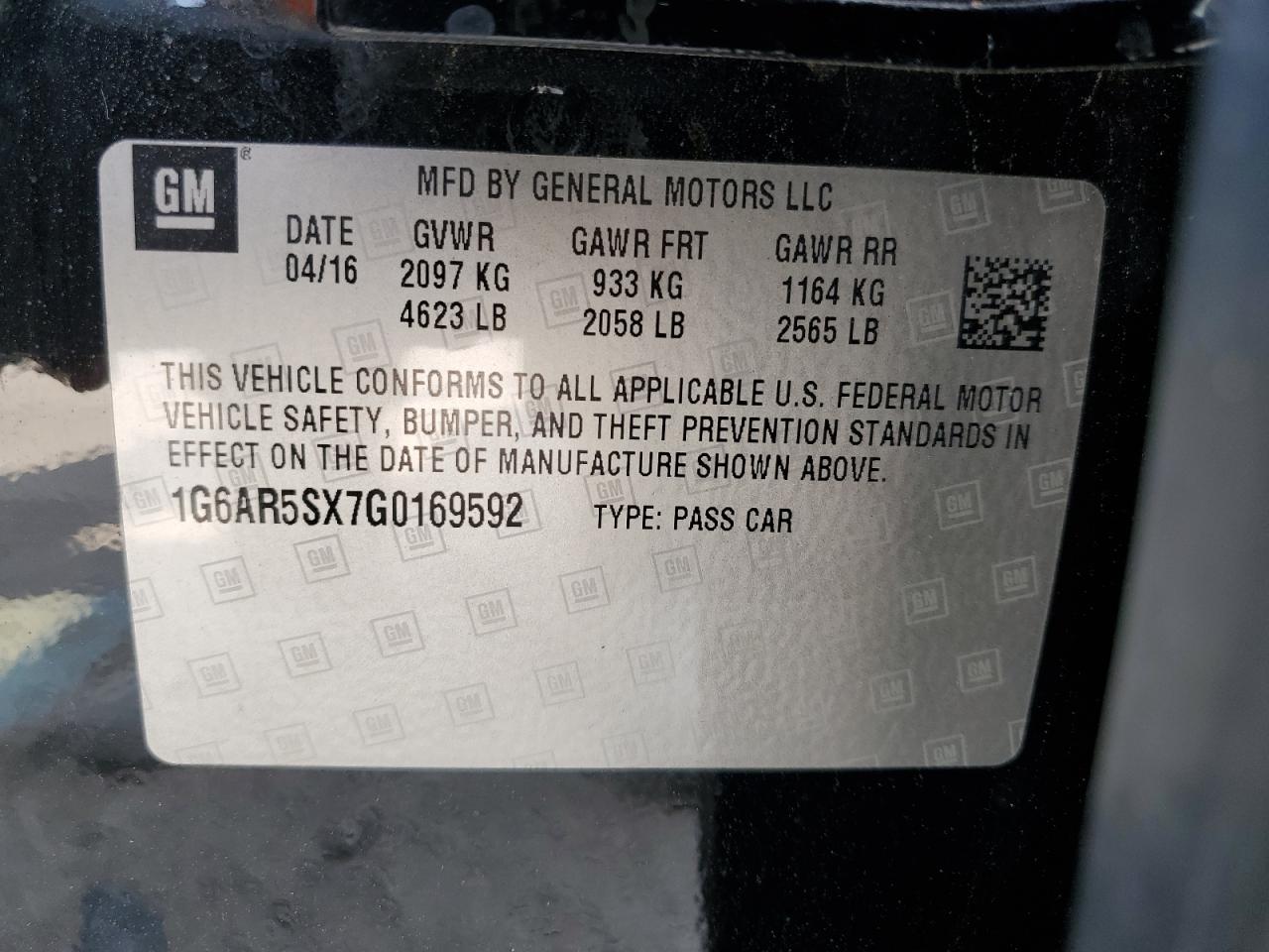 2016 Cadillac Cts Luxury Collection VIN: 1G6AR5SX7G0169592 Lot: 89729495