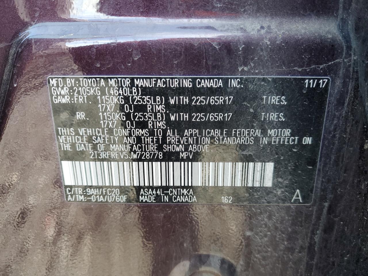 2018 Toyota Rav4 Adventure VIN: 2T3RFREV5JW728778 Lot: 82553395