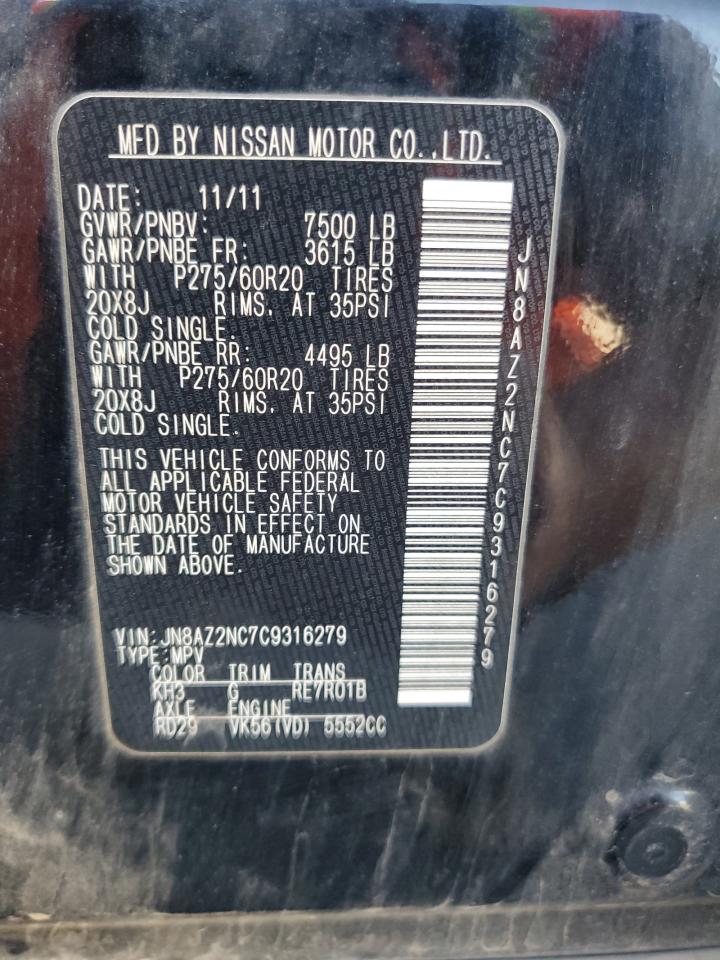 2012 Infiniti Qx56 VIN: JN8AZ2NC7C9316279 Lot: 82180055