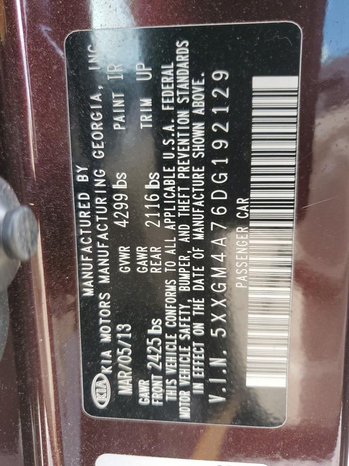 2013 Kia Optima Lx VIN: 5XXGM4A76DG192129 Lot: 85689045