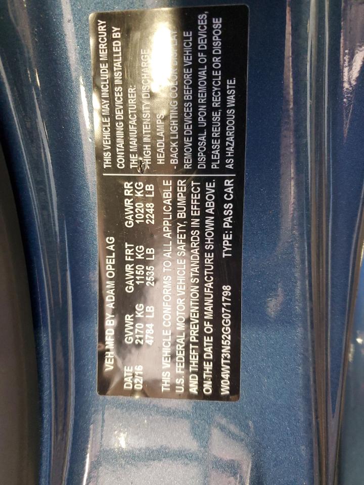 2016 Buick Cascada Premium VIN: W04WT3N52GG071798 Lot: 90039075