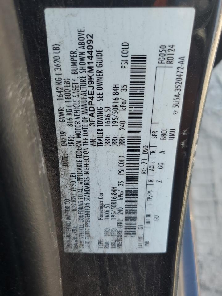 2019 Ford Fiesta Se VIN: 3FADP4EJ9KM144092 Lot: 84618155