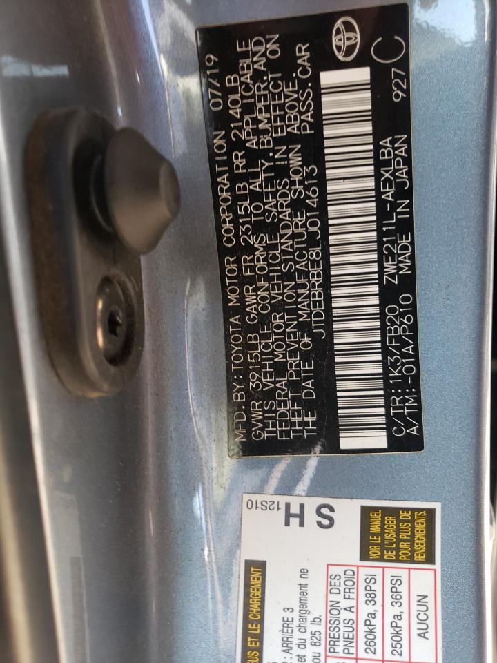 2020 Toyota Corolla Le VIN: JTDEBRBE8LJ014613 Lot: 82237875