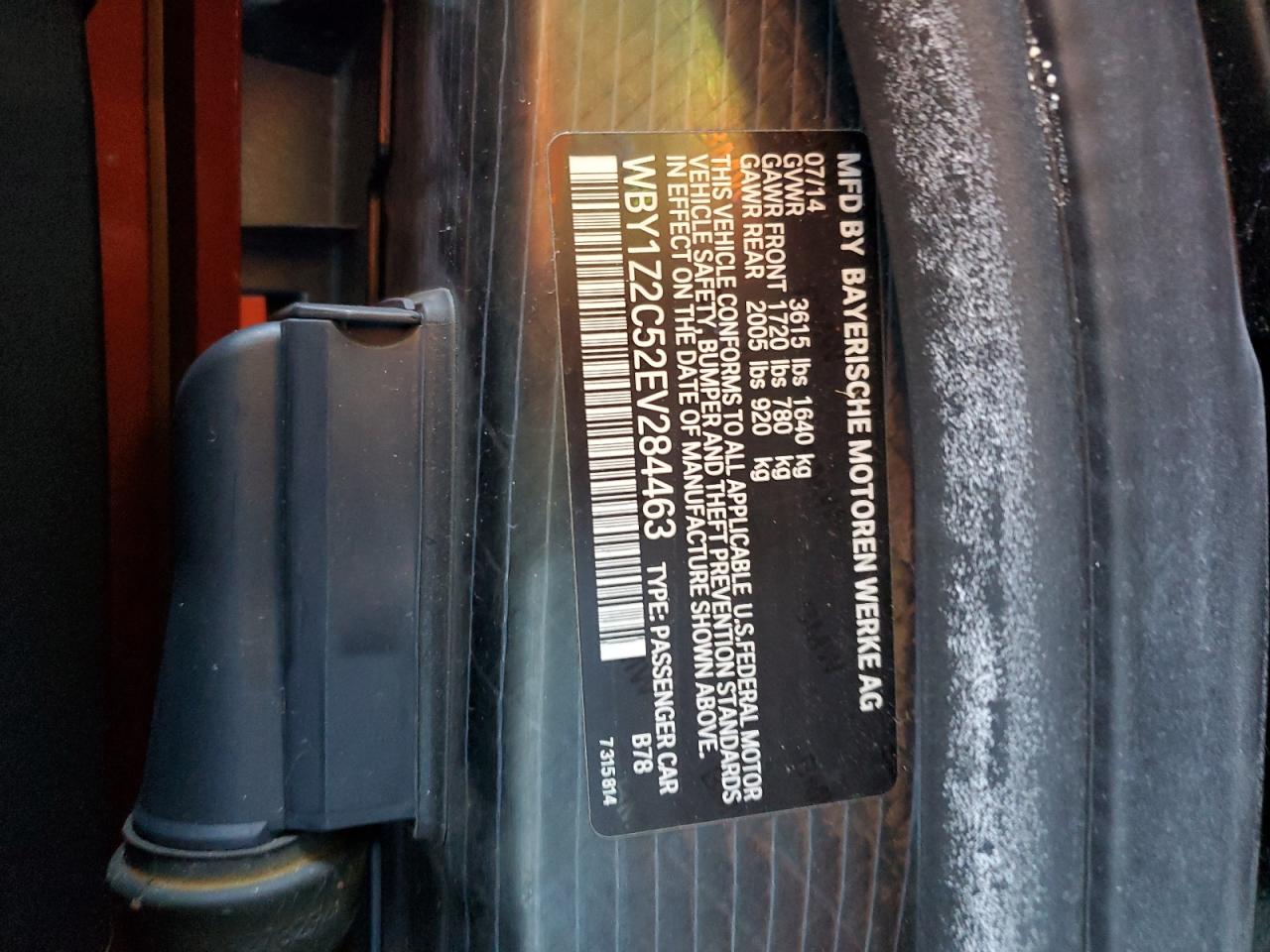 2014 BMW I3 Bev VIN: WBY1Z2C52EV284463 Lot: 82191365