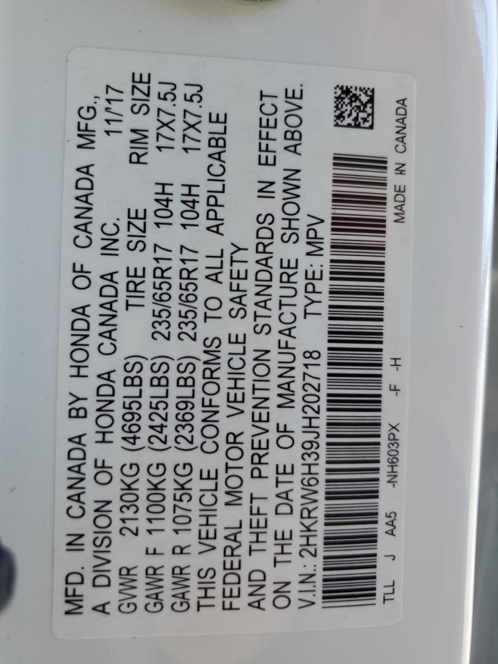 2018 Honda Cr-V Lx VIN: 2HKRW6H39JH202718 Lot: 82265785