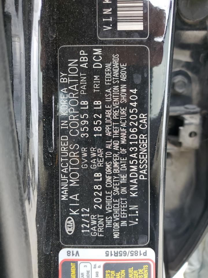 2013 Kia Rio Lx VIN: KNADM5A31D6205404 Lot: 82636575