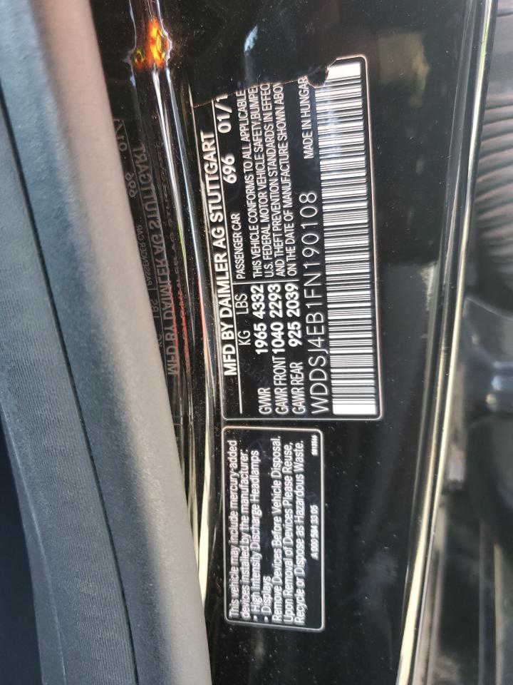 2015 Mercedes-Benz Cla 250 VIN: WDDSJ4EB1FN190108 Lot: 87386025