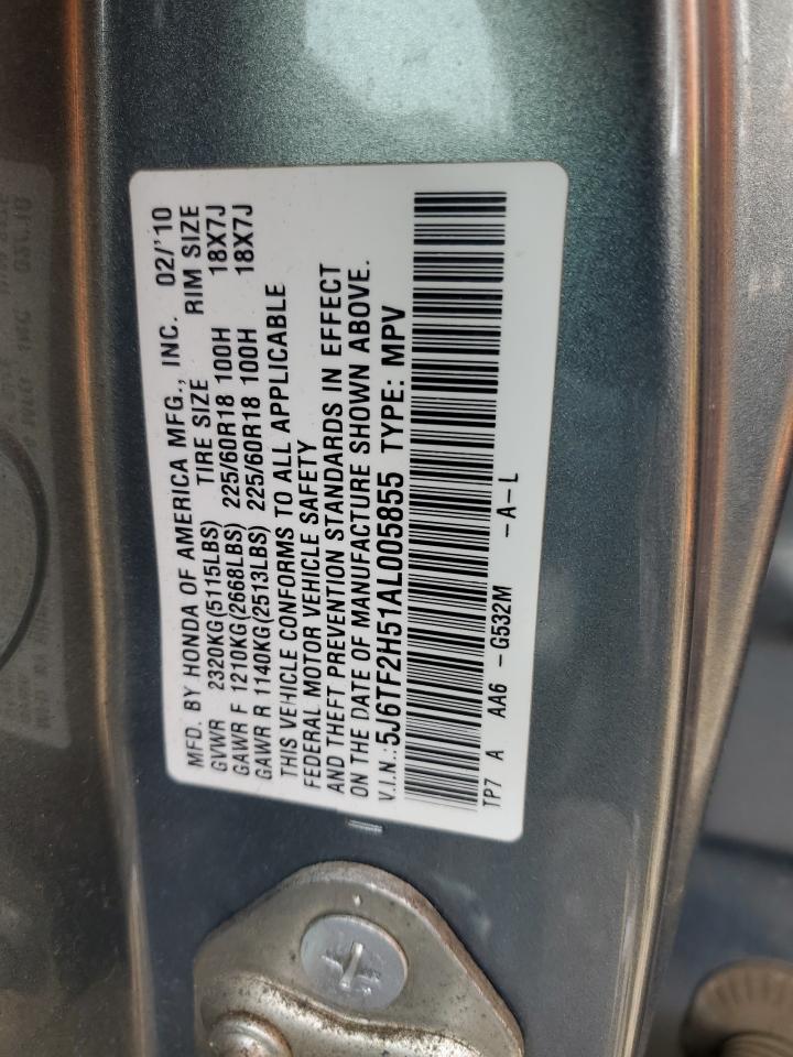 2010 Honda Accord Crosstour Exl VIN: 5J6TF2H51AL005855 Lot: 86408925