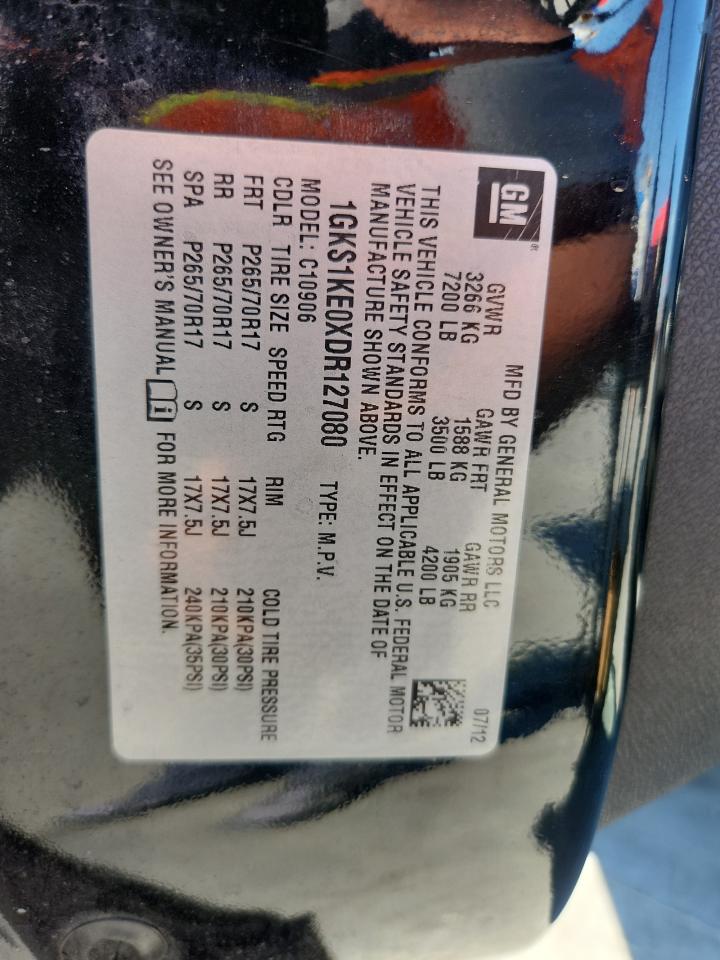 2013 GMC Yukon Xl C1500 Slt VIN: 1GKS1KE0XDR127080 Lot: 85857615