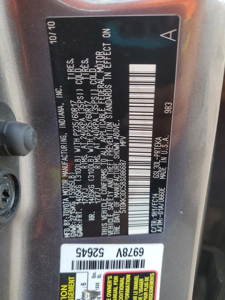 2011 Toyota Sienna Le VIN: 5TDKK3DC5BS086687 Lot: 86188055