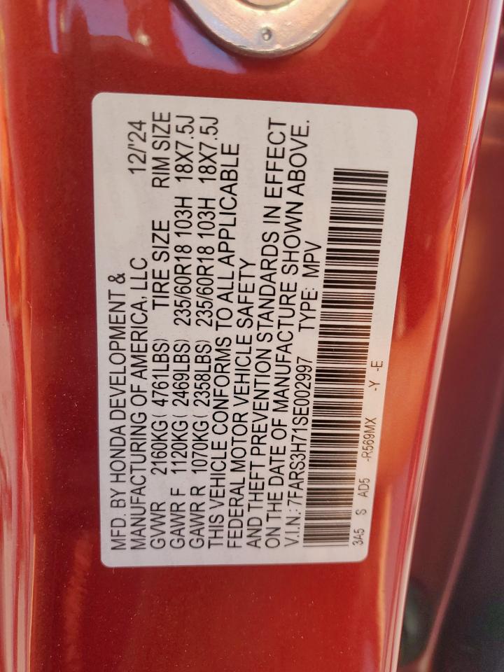 2025 Honda Cr-V Exl VIN: 7FARS3H71SE002997 Lot: 83976885