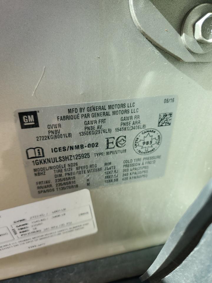 2017 GMC Acadia Slt-1 VIN: 1GKKNULS3HZ125925 Lot: 84606075