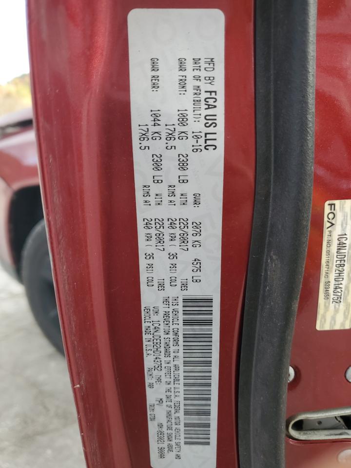 2017 Jeep Compass Latitude VIN: 1C4NJDEB2HD143752 Lot: 90931715