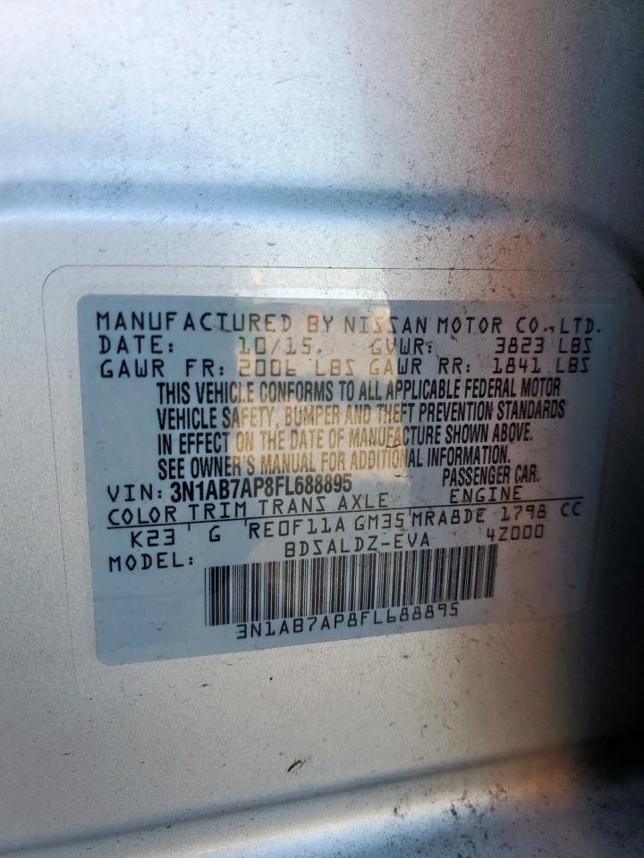 2015 Nissan Sentra S VIN: 3N1AB7AP8FL688895 Lot: 85518045