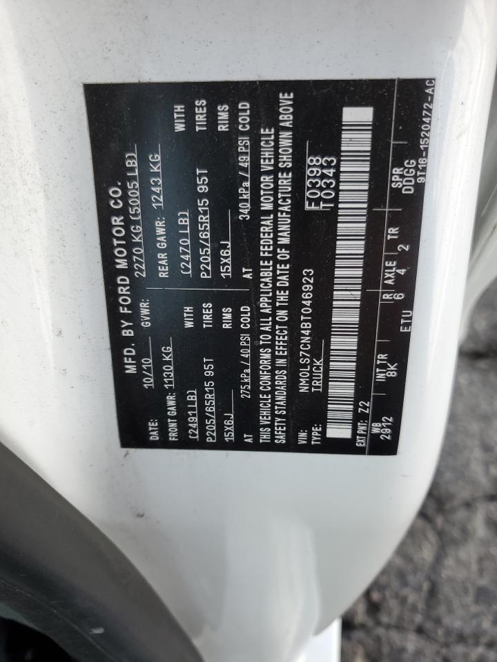 2011 Ford Transit Connect Xl VIN: NM0LS7CN4BT046923 Lot: 90065705