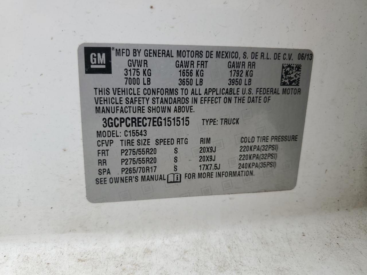 2014 Chevrolet Silverado C1500 Lt VIN: 3GCPCREC7EG151515 Lot: 86250195