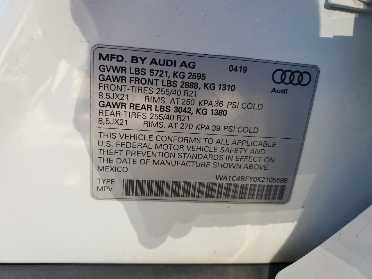 2019 Audi Sq5 Prestige VIN: WA1C4BFY0K2105598 Lot: 86175825