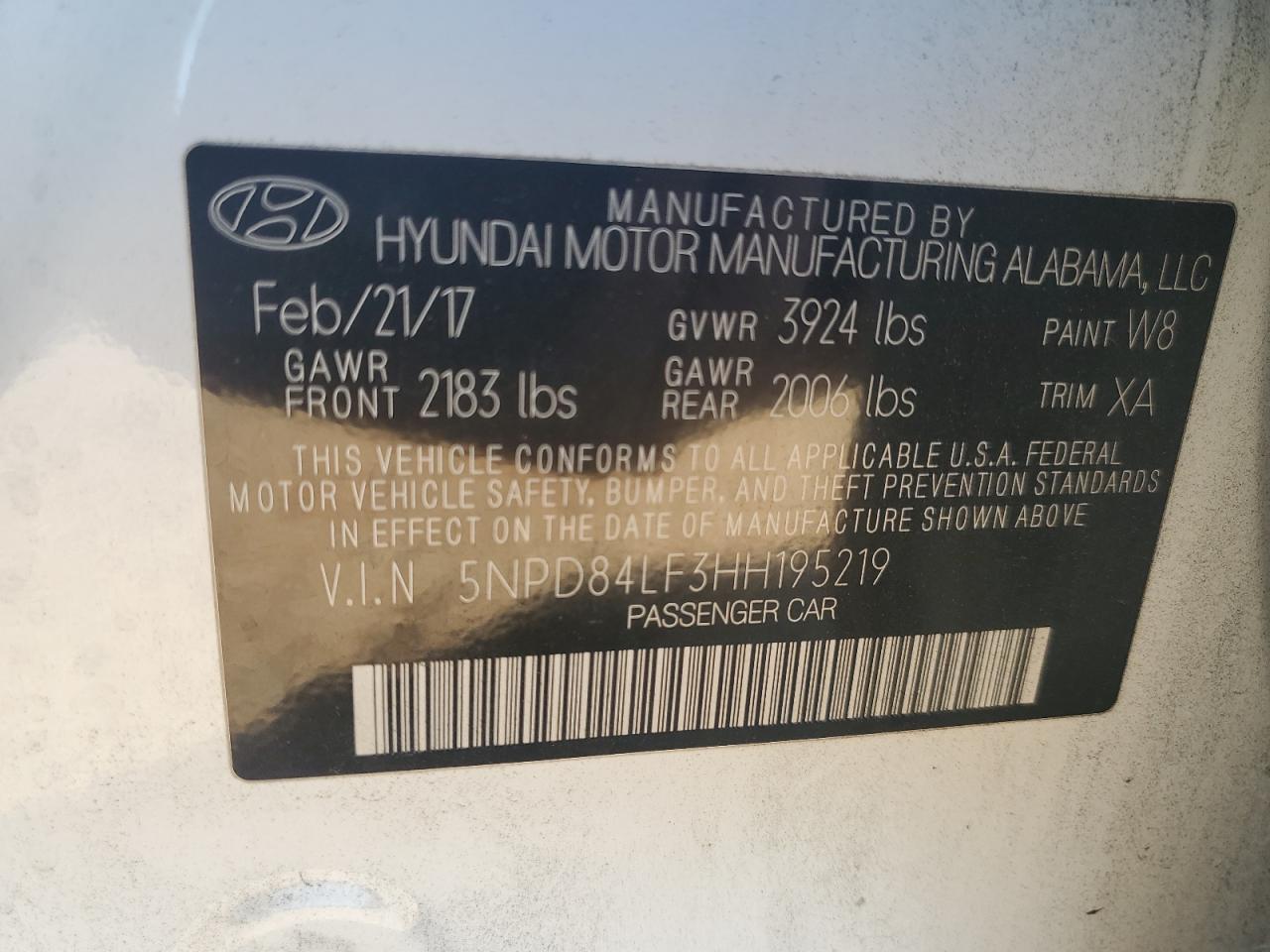 2017 Hyundai Elantra Se VIN: 5NPD84LF3HH195219 Lot: 82382485