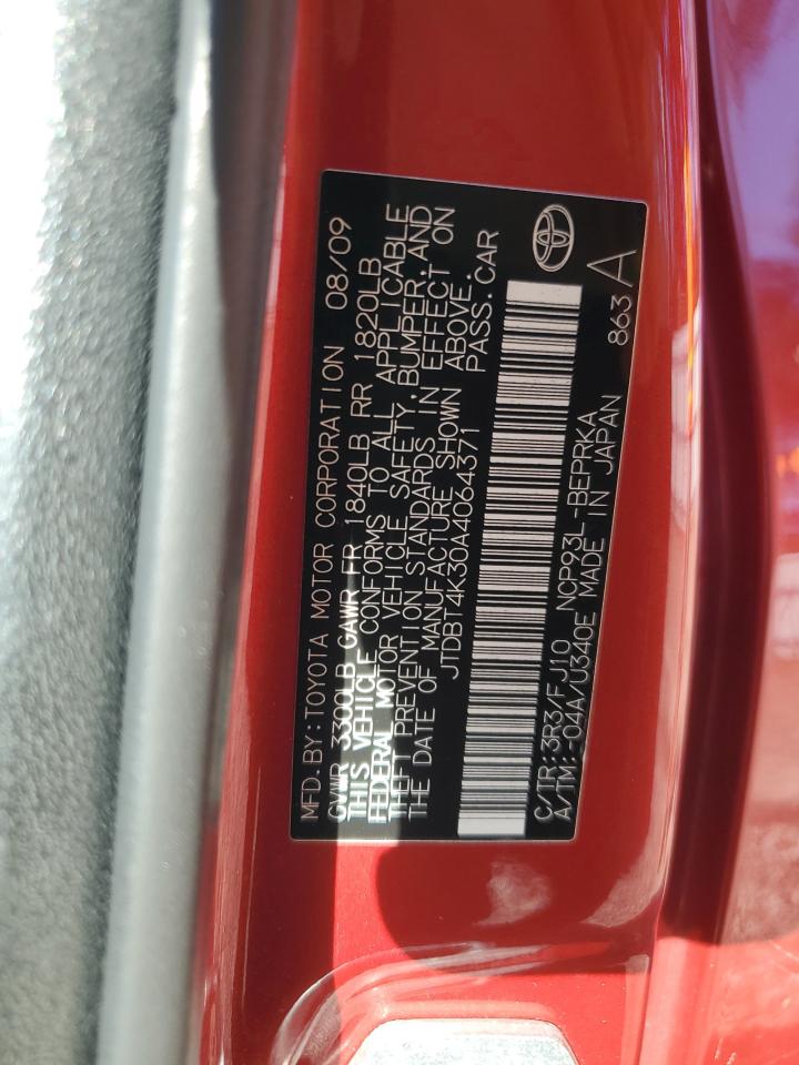 2010 Toyota Yaris VIN: JTDBT4K30A4064371 Lot: 81992745