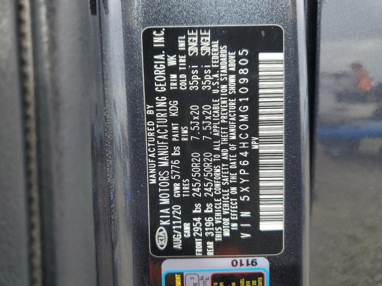 2021 Kia Telluride S VIN: 5XYP64HC0MG109805 Lot: 86338775