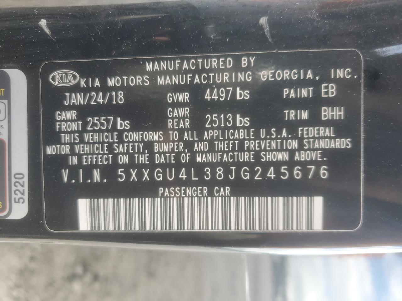 2018 Kia Optima Ex VIN: 5XXGU4L38JG245676 Lot: 85664465