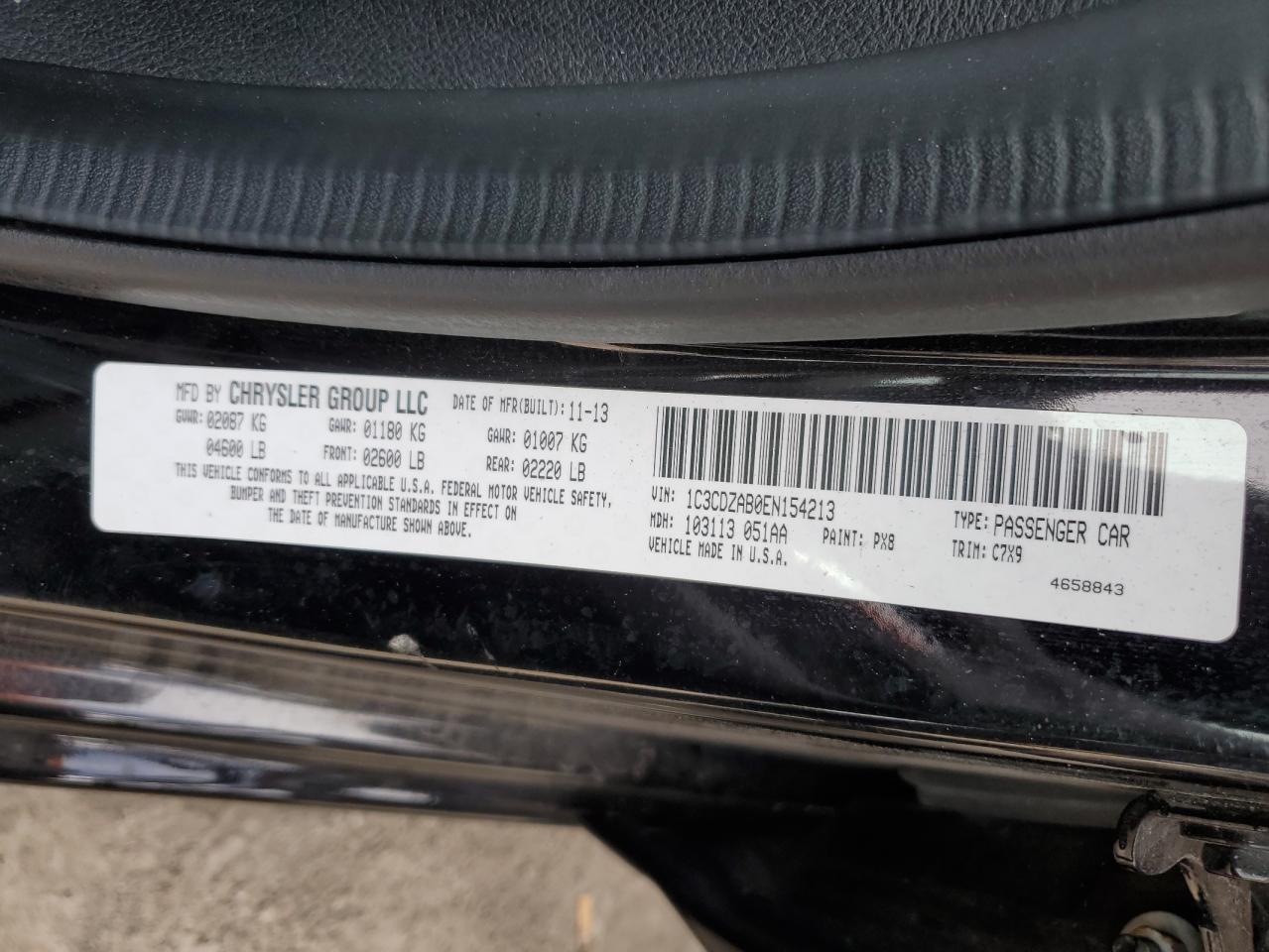 2014 Dodge Avenger Se VIN: 1C3CDZAB0EN154213 Lot: 85710565
