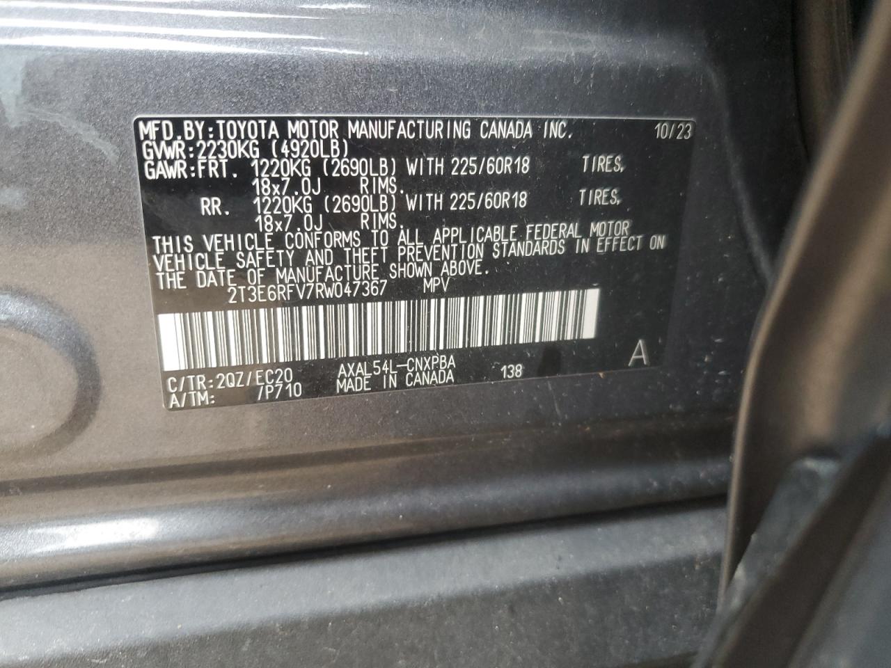 2024 Toyota Rav4 Xse VIN: 2T3E6RFV7RW047367 Lot: 82433935