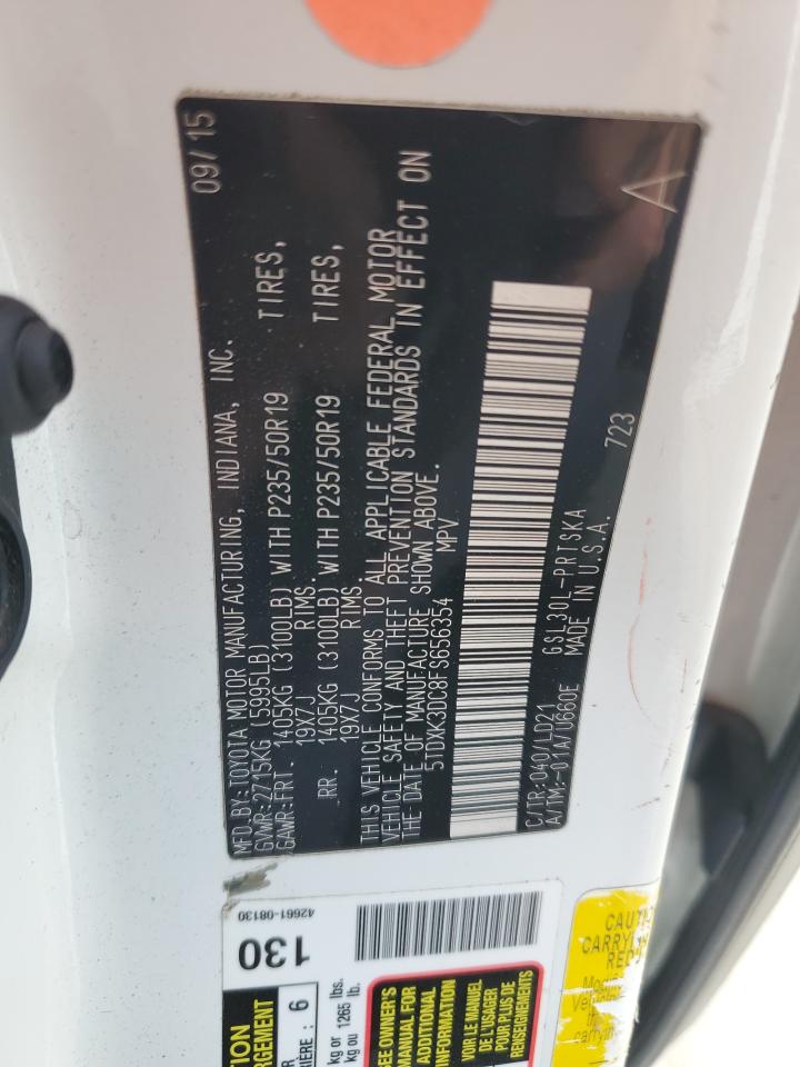 2015 Toyota Sienna Sport VIN: 5TDXK3DC8FS656354 Lot: 86177875