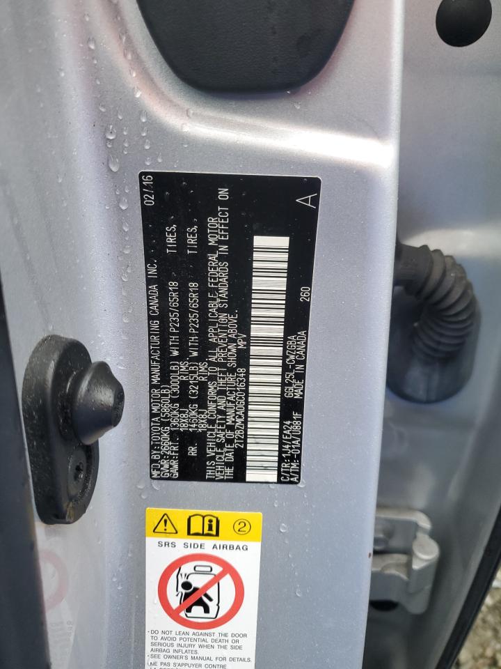 2016 Lexus Rx 350 Base VIN: 2T2BZMCA0GC016348 Lot: 82305805