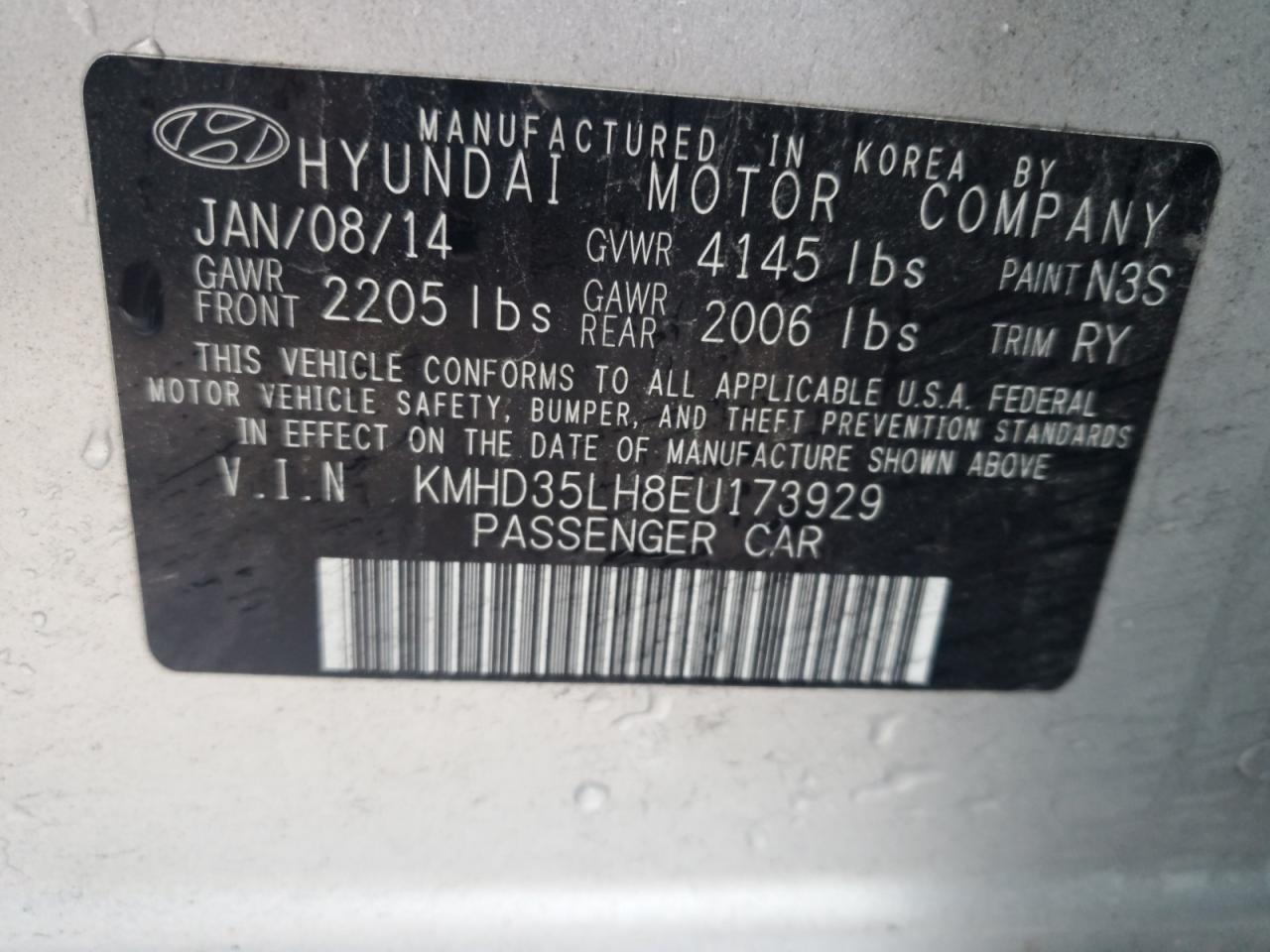 2014 Hyundai Elantra Gt VIN: KMHD35LH8EU173929 Lot: 89712625