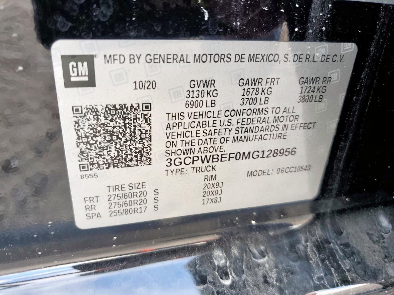 2021 Chevrolet Silverado C1500 Custom VIN: 3GCPWBEF0MG128956 Lot: 85195835