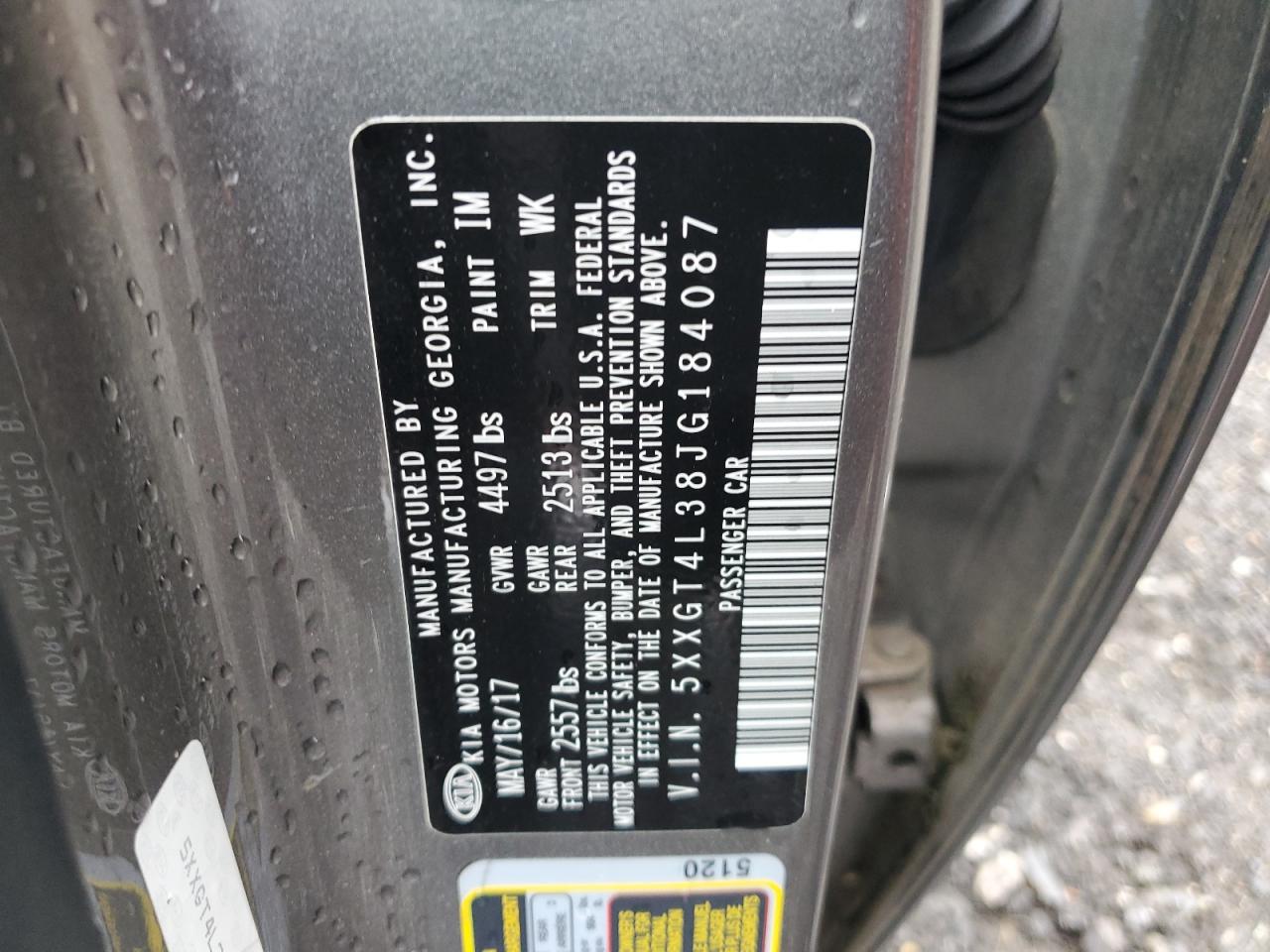 2018 Kia Optima Lx VIN: 5XXGT4L38JG184087 Lot: 85850655