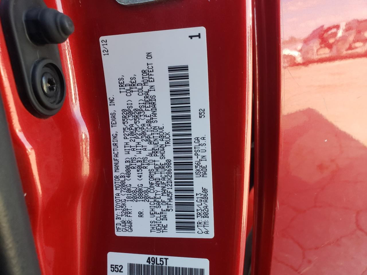 2013 Toyota Tundra Crewmax Limited VIN: 5TFHW5F12DX286980 Lot: 86127075