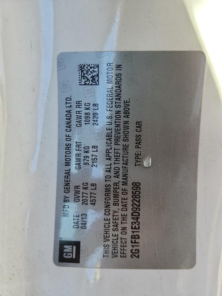 2013 Chevrolet Camaro Lt VIN: 2G1FB1E34D9228598 Lot: 87269855