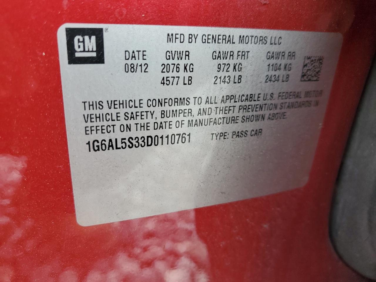 2013 Cadillac Ats Premium VIN: 1G6AL5S33D0110761 Lot: 84870235