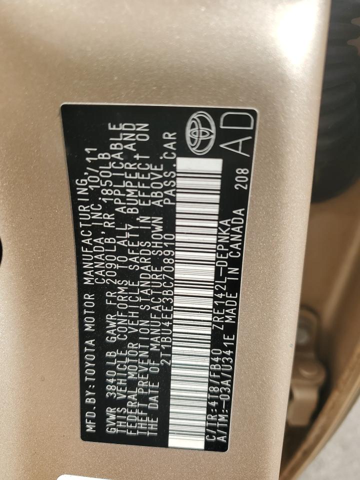 2011 Toyota Corolla Base VIN: 2T1BU4EE3BC708910 Lot: 81967085