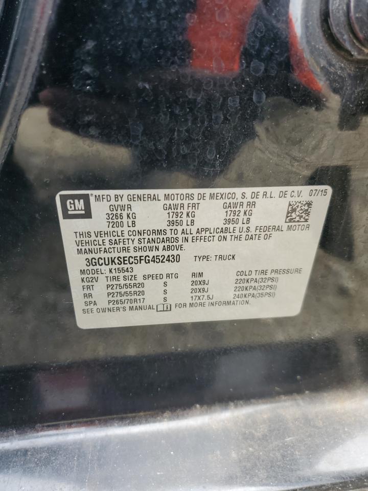 2015 Chevrolet Silverado K1500 Ltz VIN: 3GCUKSEC5FG452430 Lot: 85334895