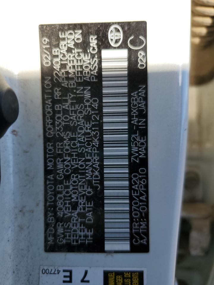 2019 Toyota Prius Prime VIN: JTDKARFP4K3112140 Lot: 84989475