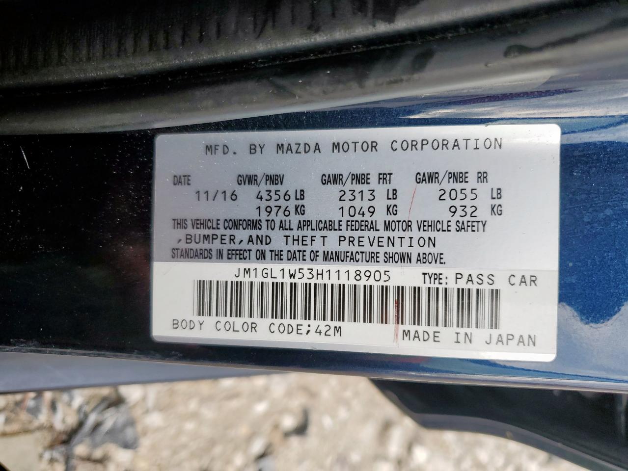 2017 Mazda 6 Grand Touring VIN: JM1GL1W53H1118905 Lot: 90244765