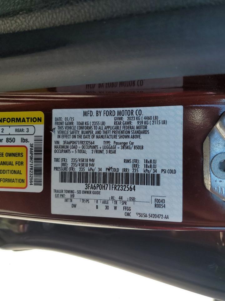 2015 Ford Fusion Se VIN: 3FA6P0H71FR232564 Lot: 84645645