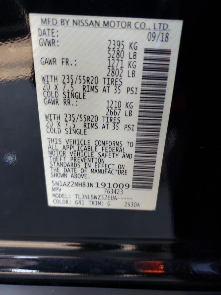 2018 Nissan Murano S VIN: 5N1AZ2MH8JN191009 Lot: 85576815