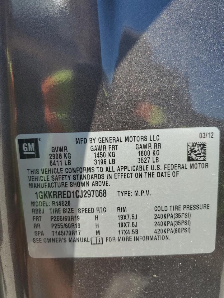 2012 GMC Acadia Slt-1 VIN: 1GKKRRED1CJ297068 Lot: 84929655