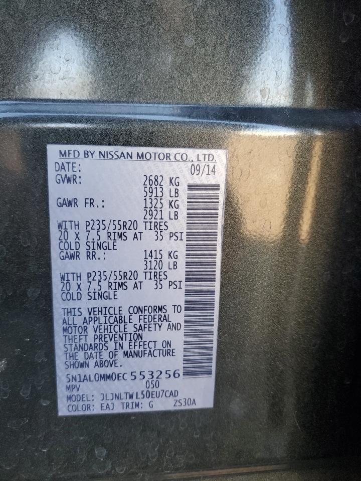 2014 Infiniti Qx60 VIN: 5N1AL0MM0EC553256 Lot: 87046805