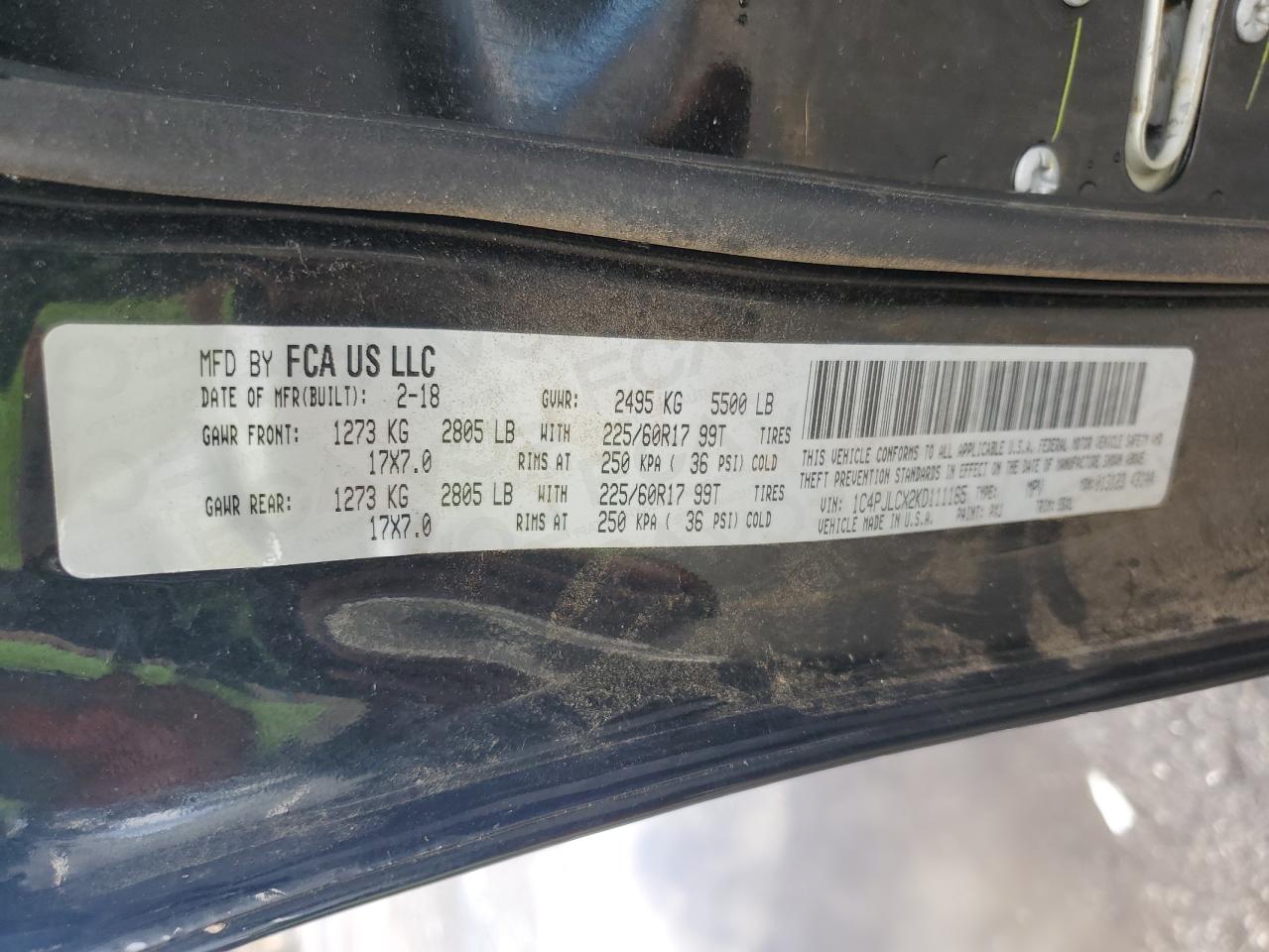 2019 Jeep Cherokee Latitude VIN: 1C4PJLCX2KD111165 Lot: 85194425