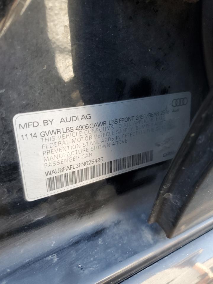 2015 Audi A4 Premium VIN: WAUBFAFL3FN025496 Lot: 82317115