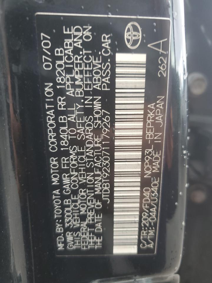 2007 Toyota Yaris VIN: JTDBT923071179267 Lot: 86287175