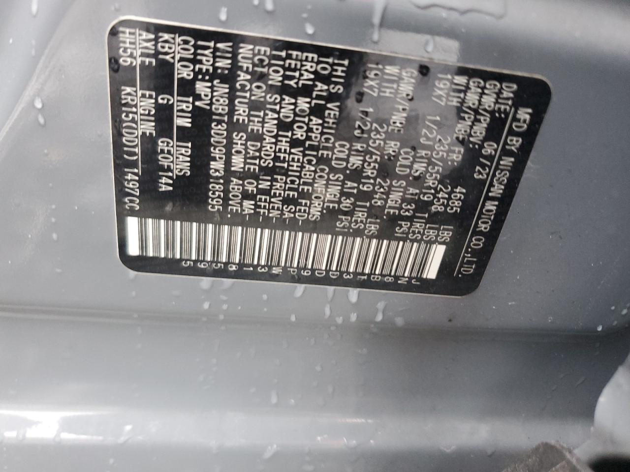 2023 Nissan Rogue Platinum VIN: JN8BT3DD9PW318595 Lot: 86314845