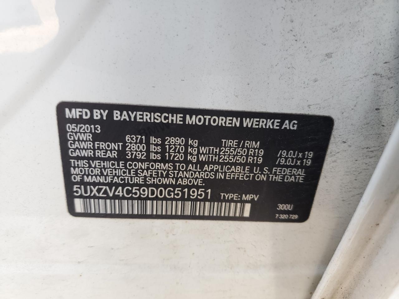 2013 BMW X5 xDrive35I VIN: 5UXZV4C59D0G51951 Lot: 81435875