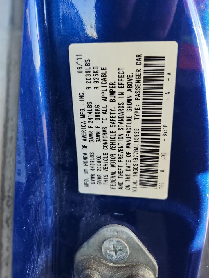 2011 Honda Accord Ex VIN: 1HGCS1B77BA015925 Lot: 84579115